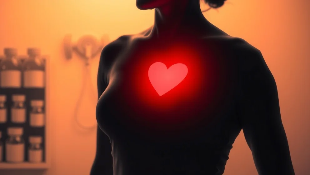 Ont i bröstet vänster sida hos kvinnor